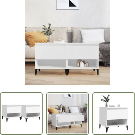 vidaXL Tavolino industriale -  Tavolini 2 pz Bianchi 50x46x50 cm in Legno Multistrato