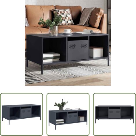vidaXL Tavolino industriale -  Tavolino Antracite 101,5x50x43,5cm in Acciaio Laminato a Freddo