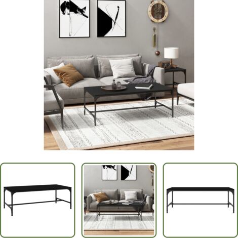 vidaXL Tavolino industriale -  Tavolino da Salotto Nero 100x50x35cm Legno Multistrato