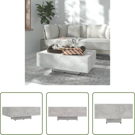 vidaXL Tavolino laterale -  Tavolino Salotto Grigio Cemento 85x55x31 cm Legno Multistrato