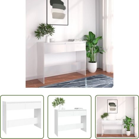 vidaXL Tavolino laterale -  Tavolo Consolle Bianco 100x35x76,5 cm in Truciolato