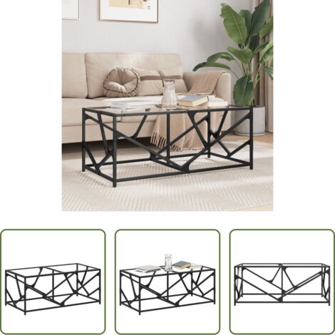 vidaXL Tavolino moderno -  Tavolini con Piano Vetro Trasparente 2 pz 98,5x50x41cm Acciaio