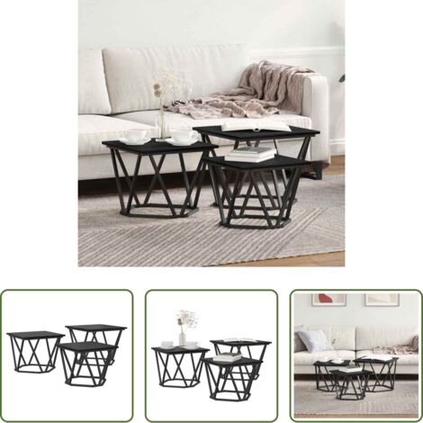 vidaXL Tavolino moderno - Tavolino da salotto 3 pcs Rovere Nero