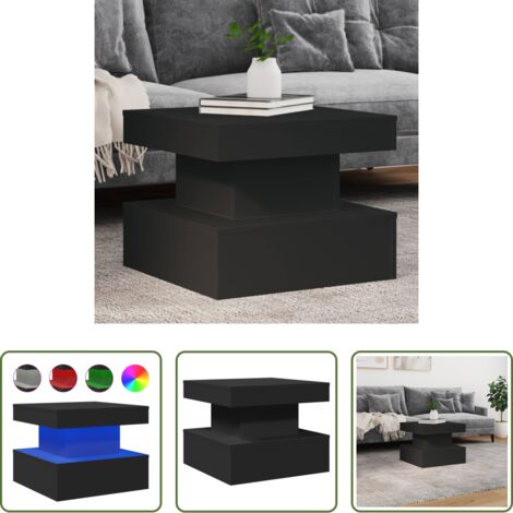 vidaXL Tavolino moderno -  Tavolino da Salotto con Luci LED Nero 50x50x40 cm