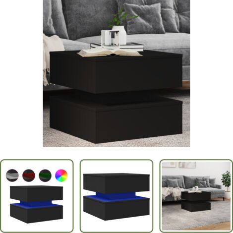 vidaXL Tavolino moderno -  Tavolino da Salotto con Luci LED Nero 50x50x40 cm
