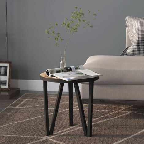 vidaXL Tavolino Nero e Giallo Ø35 cm in MDF
