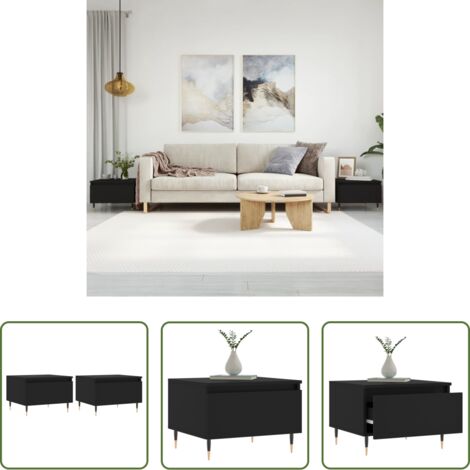 vidaXL Tavolino nero -  Tavolini da Salotto 2pz Neri 50x46x35 cm in Legno Multistrato