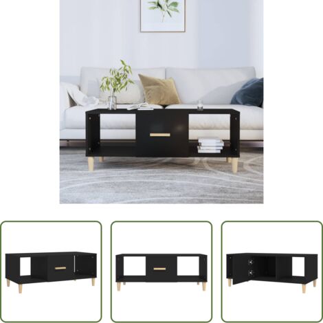 vidaXL Tavolino nero -  Tavolino da Salotto Nero 102x50x40 cm in Legno Multistrato