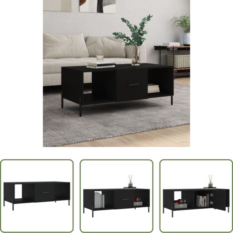 vidaXL Tavolino nero -  Tavolino da Salotto Nero 102x50x40 cm in Legno Multistrato