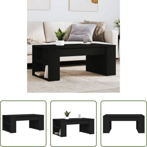 vidaXL Tavolino nero -  Tavolino da Salotto Nero 102x55x42 cm in Legno Multistrato