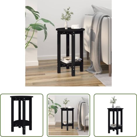 vidaXL Tavolino nero -  Tavolino da Salotto Nero Ø 40x60 cm in Legno Massello di Pino