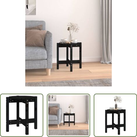 vidaXL Tavolino nero -  Tavolino da Salotto Nero Ø 42,5x45 cm in Legno Massello di Pino