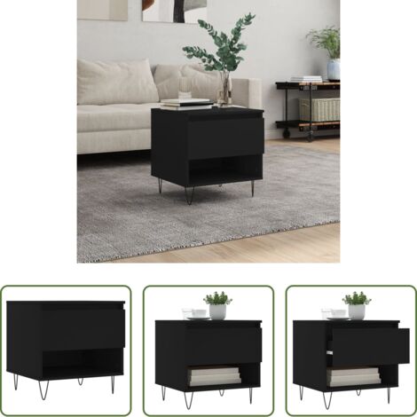 vidaXL Tavolino nero -  Tavolino da Salotto Nero 50x46x50 cm in Legno Multistrato