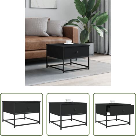 vidaXL Tavolino nero -  Tavolino da Salotto Nero 51x51x40 cm in Legno Multistrato