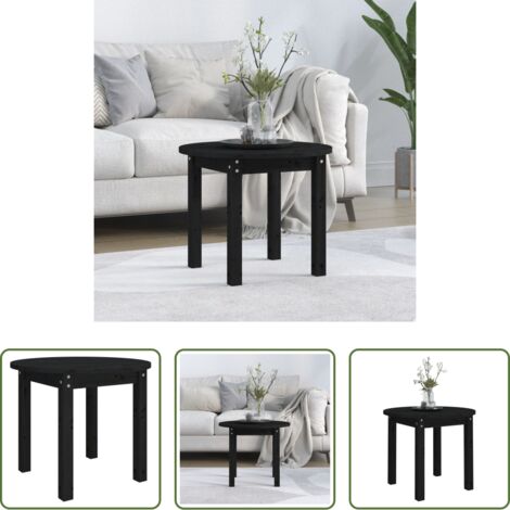 vidaXL Tavolino nero -  Tavolino da Salotto Nero Ø 55x45 cm in Legno Massello di Pino