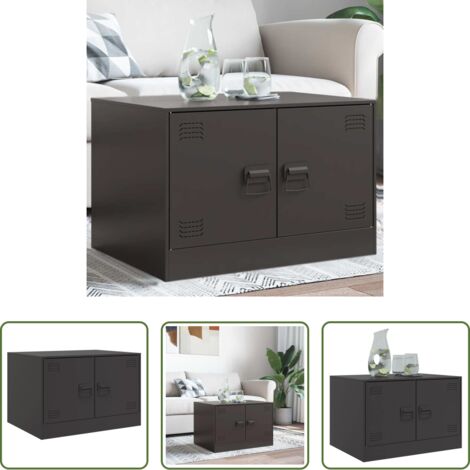 vidaXL Tavolino nero -  Tavolino da Salotto Nero 67x50x44 cm in Acciaio