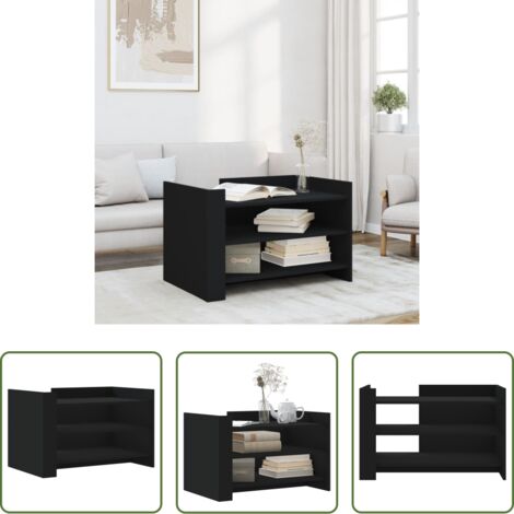 vidaXL Tavolino nero -  Tavolino da Salotto Nero 80x50x50 cm in Legno Multistrato