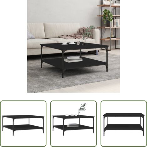 vidaXL Tavolino nero -  Tavolino da Salotto Nero 80x80x40 cm in Legno Multistrato