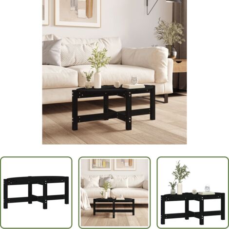 vidaXL Tavolino nero -  Tavolino da Salotto Nero 87x48x35 cm in Legno Massello di Pino