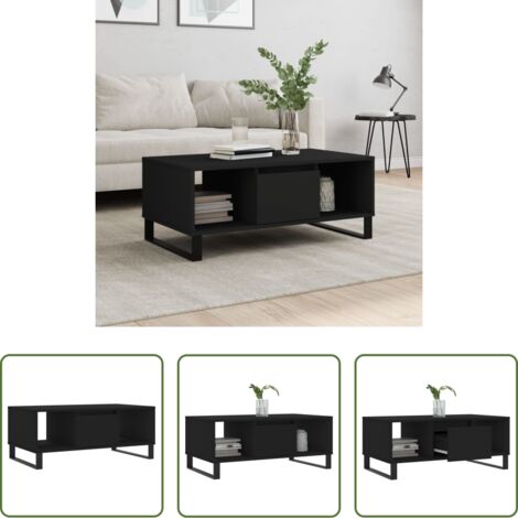 vidaXL Tavolino nero -  Tavolino da Salotto Nero 90x50x36,5 cm in Legno Multistrato