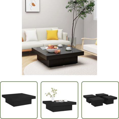 vidaXL Tavolino nero -  Tavolino da Salotto Nero 90x90x28 cm in Legno Multistrato