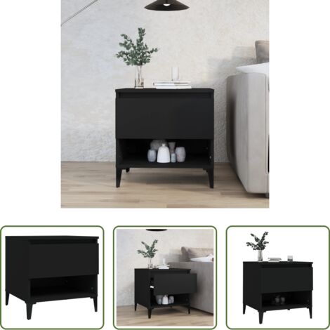 vidaXL Tavolino nero -  Tavolino Nero 50x46x50 cm in Legno Multistrato