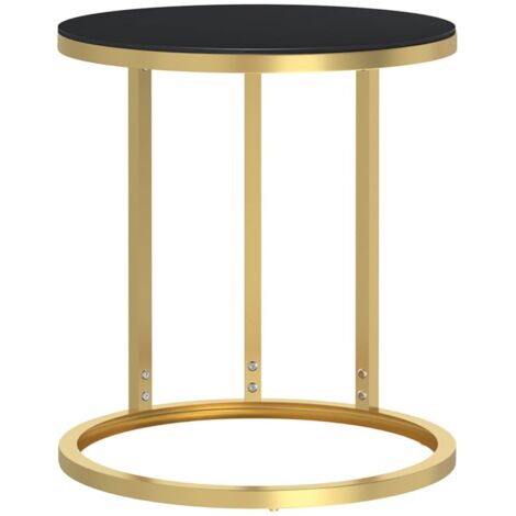 vidaXL Tavolino Oro e Nero 45 cm in Vetro Temperato