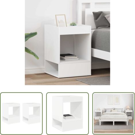 vidaXL Tavolino per soggiorno -  Tavolino 2 pcs Bianco 40 x 40 x 56 cm Legno multistrato