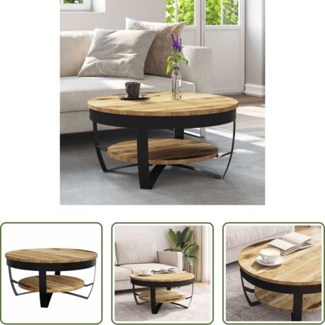 vidaXL Tavolino retrò -  Tavolino da Salotto in Legno Massello Grezzo di Mango 65x32 cm