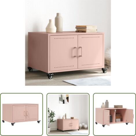 vidaXL Tavolino rosa -  Tavolino da Salotto Rosa 100,5x39x72 cm in Acciaio