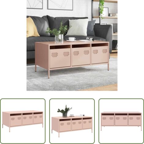 vidaXL Tavolino rosa -  Tavolino Rosa 101,5x50x43,5 cm in Acciaio Laminato a Freddo