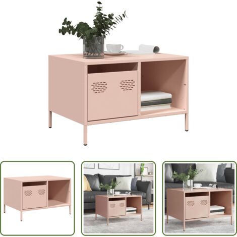vidaXL Tavolino rosa -  Tavolino Rosa 68,5x50x43,5 cm in Acciaio Laminato a Freddo