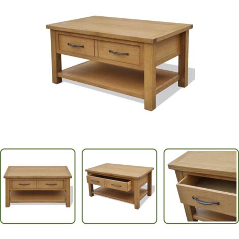 vidaXL Tavolino rustico -  Tavolino da Salotto 88x53x45 cm in Legno Massello di Rovere