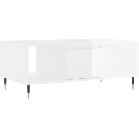 vidaXL Tavolino Salotto Bianco Lucido 90x50x36,5 cm Legno Multistrato