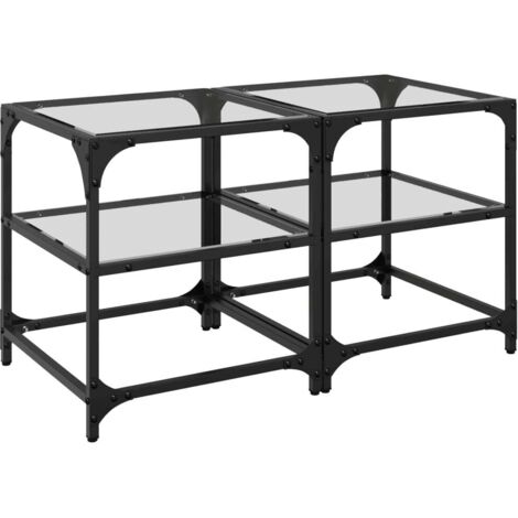 vidaXL Tavolino Salotto con Piano Vetro Trasparente 40x40x45cm Acciaio