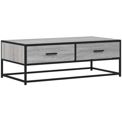 vidaXL Tavolino Salotto Grigio Sonoma 100x50x35cm Multistrato Metallo