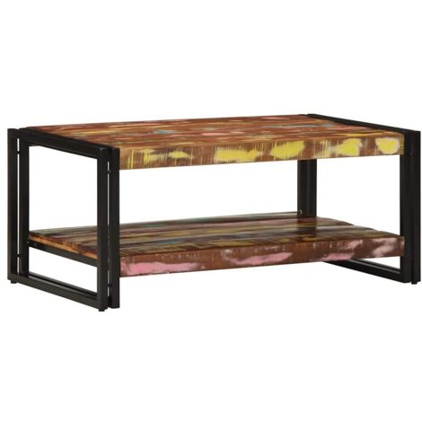 vidaXL Tavolino Salotto Multicolore 90x50x38cm Legno Massello Recupero