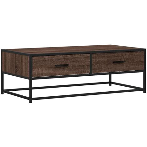 vidaXL Tavolino Salotto Rovere Marrone 100x50x35cm Multistrato Metallo