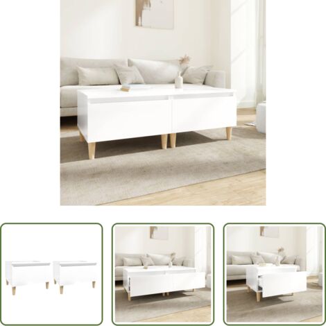 vidaXL Tavolino scandinavo -  Tavolini 2pz Bianco Lucido 50x46x35 cm in Legno Multistrato