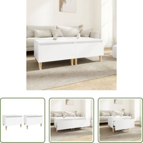 vidaXL Tavolino scandinavo -  Tavolini Bianchi 2pz 50x46x35 cm in Legno Multistrato