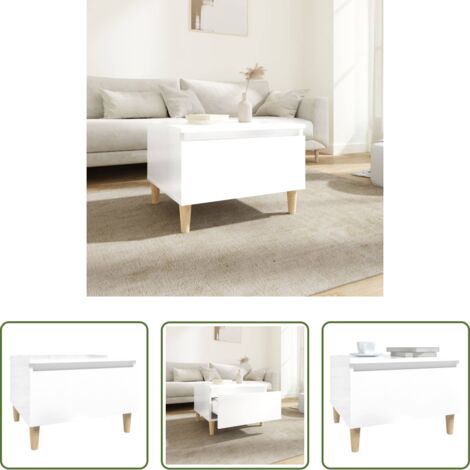 vidaXL Tavolino scandinavo -  Tavolino Bianco Lucido 50x46x35 cm in Legno Multistrato
