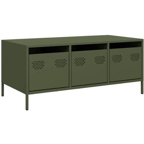 vidaXL Tavolino Verde Oliva 101,5x50x43,5 cm Acciaio Laminato a Freddo