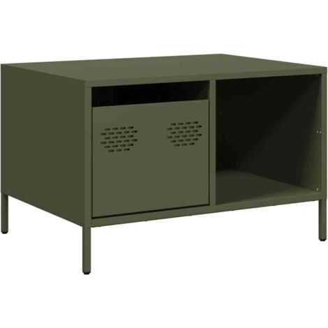 vidaXL Tavolino Verde Oliva 68,5x50x43,5 cm Acciaio Laminato a Freddo