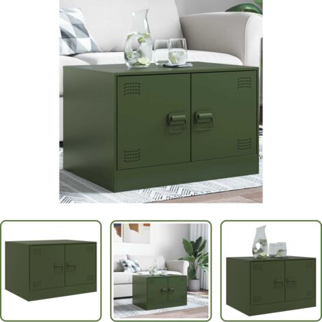 vidaXL Tavolino verde oliva -  Tavolino da Salotto Verde Oliva 67x50x44 cm in Acciaio