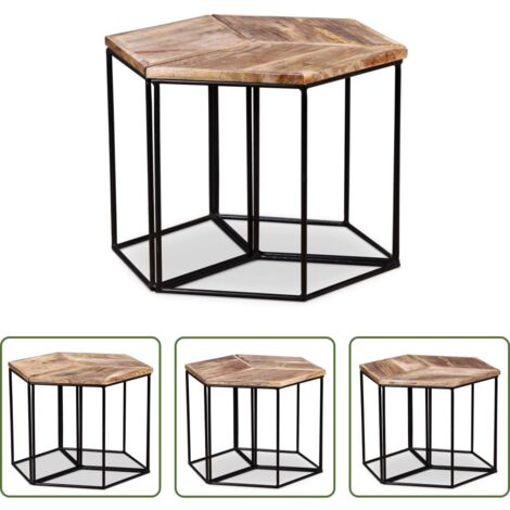 vidaXL Tavolino vintage -  Tavolino da Salotto in Legno Massello di Mango 56x48x40 cm