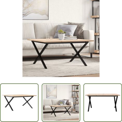 vidaXL Tavolo a X -  Tavolino da Salotto Telaio a X 90x90x45 cm Legno Pino e Acciaio