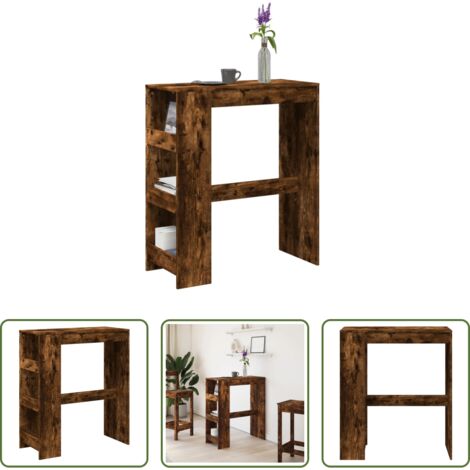vidaXL Tavolo bar in legno multistrato -  Tavolo Bar con Rastrelliera Rovere 90x40x103,5 cm Multistrato