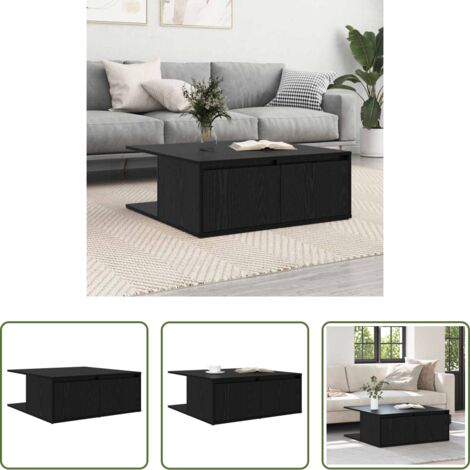 vidaXL Tavolo con cassetto -  Tavolino da salotto con cassetto Rovere nero 80 x 80 x 31 cm