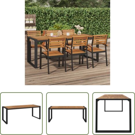 vidaXL Tavolo con gambe a U -  Tavolo Giardino con Gambe a U 200x90x75cm Legno Massello Acacia