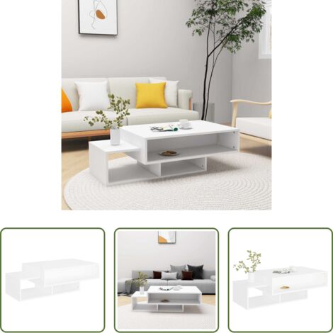 vidaXL Tavolo con ripiani - Tavolino da Salotto Bianco 102x55x42 cm Legno Legno Multistrato